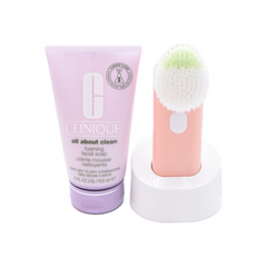 Cleansing By Clinique Set - Sonic System Purifying Cleansing Brush and All About Clean Foaming Facial Soap