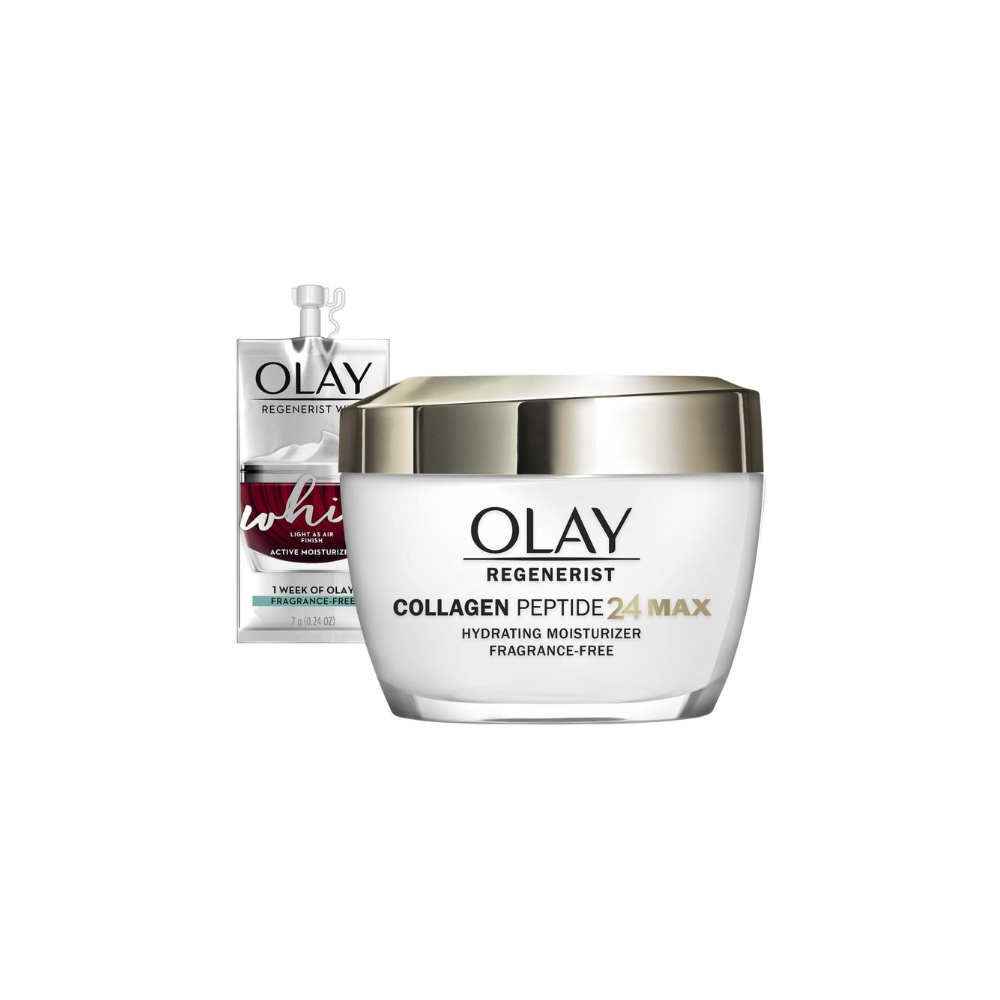 Olay Regenerist Collagen Peptide 24 MAX Hydrating Face Moisturizer, 50mL + Whip Face Moisturizer Travel/Trial Size Gift Set