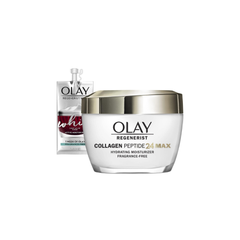 Olay Regenerist Collagen Peptide 24 MAX Hydrating Face Moisturizer, 50mL + Whip Face Moisturizer Travel/Trial Size Gift Set