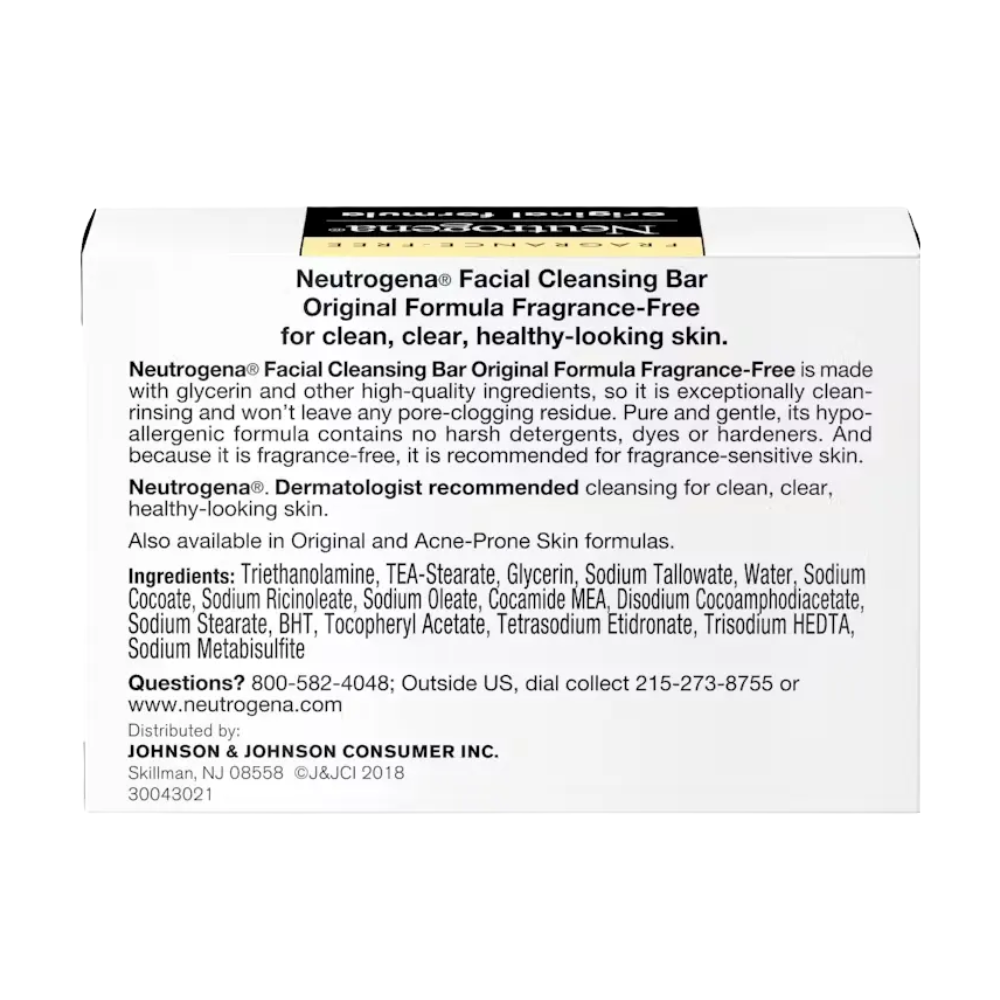 Neutrogena® Fragrance‑Free Facial Cleansing Bar 100g
