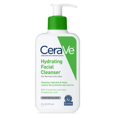 CeraVe Hydrating Facial Cleanser Face Wash with Hyaluronic Acid and Glycerin for Normal to Dry Skin 236mL